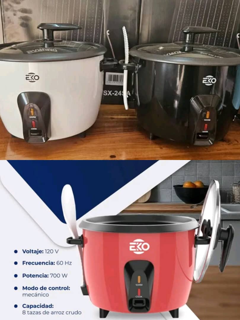 Arroceras Eko 1.8 L en negro, blanco y rojo